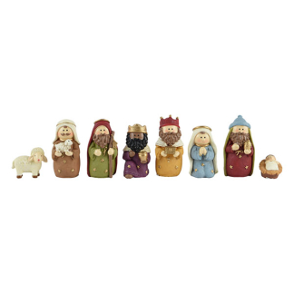 Decoris Kerststal figuren | Decoris | Tot 9.5 cm | Set van 8 (Polyresin) 598474 K151001069