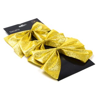 Decoris Kerststrik | Decoris | 15 centimeter (3 stuks, Polyester, Goud) 24700 K151000718 - 2