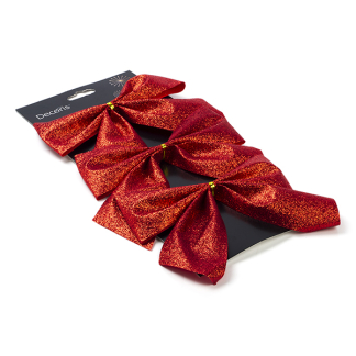 Decoris Kerststrik | Decoris | 15 centimeter (3 stuks, Polyester, Rood) 24699 K151000717 - 2