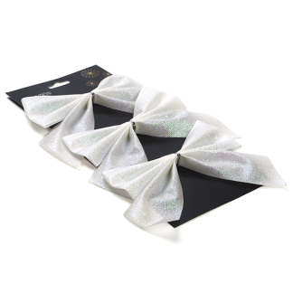 Decoris Kerststrik | Decoris | 15 centimeter (3 stuks, Polyester, Wit) 24702 K151000719 - 2