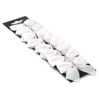 Decoris Kerststrik | Decoris | 5 centimeter (8 stuks, Polyester, Wit) 24692 K151000713 - 2