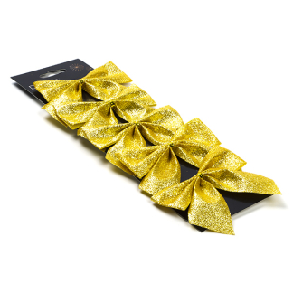 Decoris Kerststrik | Decoris | 9 centimeter (5 stuks, Polyester, Goud) 24695 K151000715 - 2