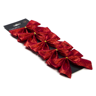 Decoris Kerststrik | Decoris | 9 centimeter (5 stuks, Polyester, Rood) 24694 K151000714 - 2