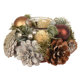 Decoris Kerststuk | Decoris | Ø 16 x 8 cm (Kaarsenhouder, Rond) 741108 K151001948