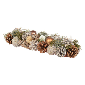 Decoris Kerststuk | Decoris | 15 x 45 x 9 cm (Kaarsenhouder, Rechthoek) 741107 K151001947