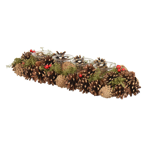 Decoris Kerststuk | Decoris | 15 x 45 x 9 cm (Kaarsenhouder, Rechthoek) 741111 K151001949 - 1