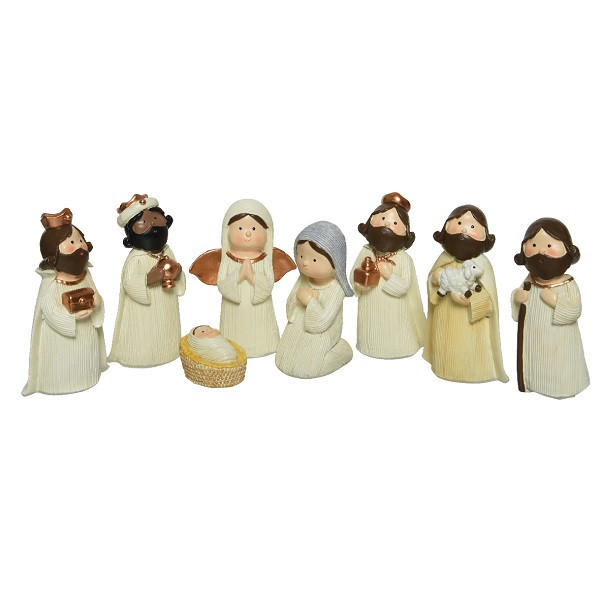 Decoris Kersttafereel | Kerststal figuren | 8 stuks 596034 K151000398 - 1