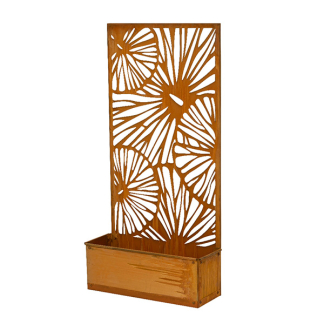 Decoris Metalen tuinscherm | Decoris | 57 x 21 x 118 cm (Met bloembak, IJzer, Bruin) 867189 K170105511