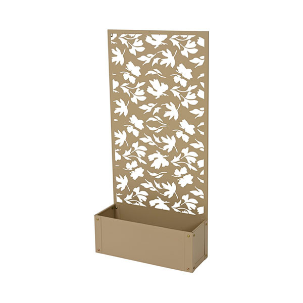 Decoris Metalen tuinscherm | Decoris | 57 x 21 x 118 cm (Met plantenbak, IJzer, Beige) 872215 K170105757 - 1