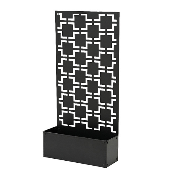 Decoris Metalen tuinscherm | Decoris | 57 x 21 x 118 cm (Met plantenbak, IJzer, Zwart) 867191 K170105512 - 1