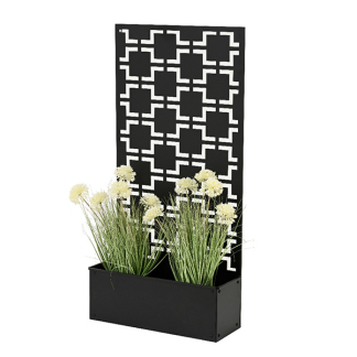 Decoris Metalen tuinscherm | Decoris | 57 x 21 x 118 cm (Met plantenbak, IJzer, Zwart) 867191 K170105512 - 2