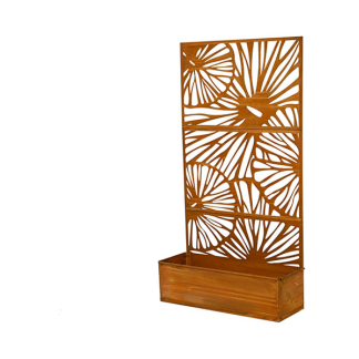 Decoris Metalen tuinscherm | Decoris | 92 x 32 x 173 cm (Met plantenbak, IJzer, Bruin) 867186 K170105754 - 1