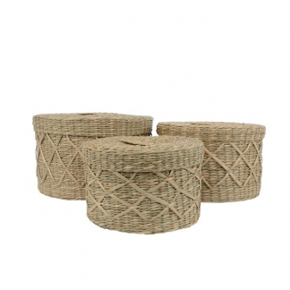 Decoris Opbergmand | Decoris | Ø 25.5 centimeter | 3 stuks (Zeegras, Binnen, Naturel) 801620 K170116223