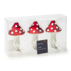 Decoris Paddenstoel kerst ornament | Decoris | 3 stuks (Glas, Clips) 129241 K151000710 - 1