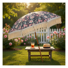 Decoris Parasol | Decoris | Ø 200 x 216 cm (Zwart, Bloemenprint, Aluminium, Rond) 806481 K170105791 - 5