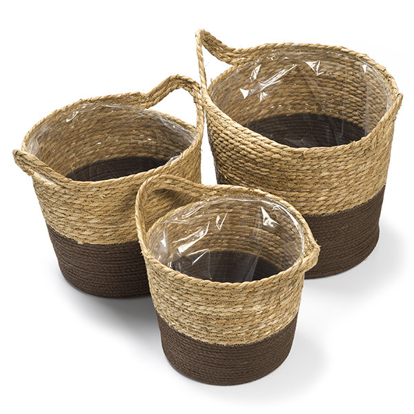 Decoris Plantenmand | Decoris | Ø 33 cm | 3 stuks (Zeegras, Binnen, Bruin) 802036 K170116212 - 1