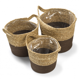 Decoris Plantenmand | Decoris | Ø 33 cm | 3 stuks (Zeegras, Binnen, Bruin) 802036 K170116212
