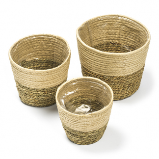 Decoris Plantenmand | Decoris | 3 stuks (Zeegras, Binnen, Beige) 802038 K170116213