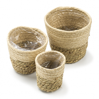 Decoris Plantenmand | Decoris | 3 stuks (Zeegras, Binnen, Lichtbeige) 802042 K170116214 - 