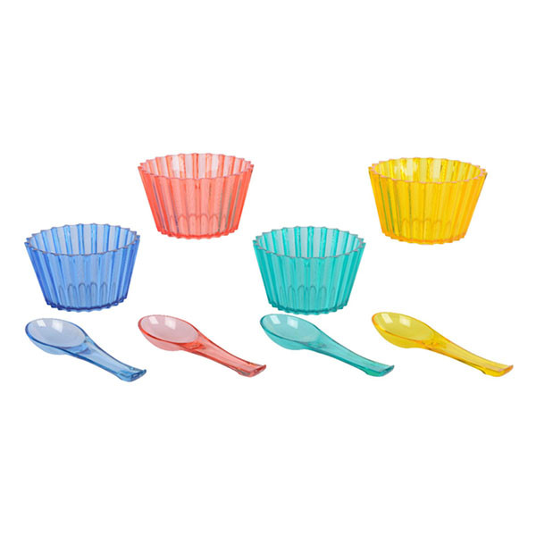 Decoris Schaaltjes met lepels | Decoris | Ø 9.5 cm | 4 stuks (Kunststof, Gekleurd) 874578 K170105721 - 1