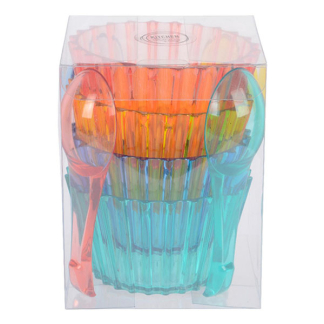 Decoris Schaaltjes met lepels | Decoris | Ø 9.5 cm | 4 stuks (Kunststof, Gekleurd) 874578 K170105721 - 2