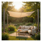 Decoris Schaduwdoek rechthoek | Decoris | 2 x 3 meter (Franjes, Grijs) 842096 K170104790 - 2