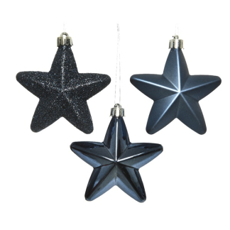 Decoris Ster kerst ornament | Decoris | 6 stuks (Blauw) 027920 K151000450 - 2