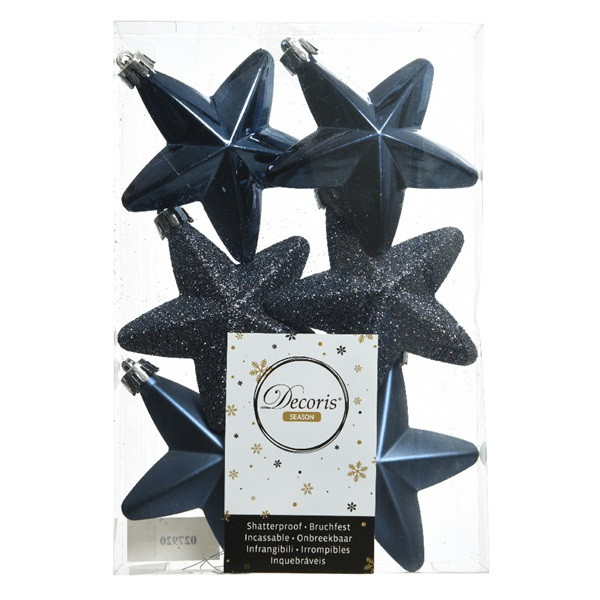 Decoris Ster kerst ornament | Decoris | 6 stuks (Blauw) 027920 K151000450 - 3