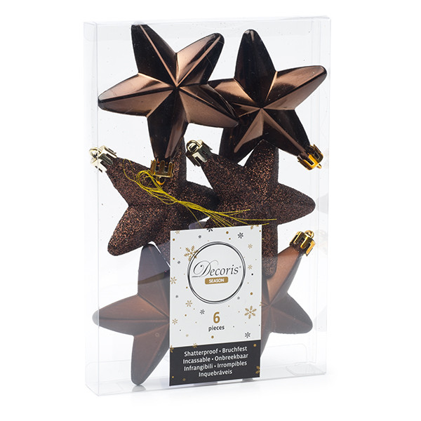 Decoris Ster kerst ornament | Decoris | 6 stuks (Bruin) 027905 K151000461 - 1