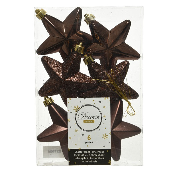 Decoris Ster kerst ornament | Decoris | 6 stuks (Bruin) 027905 K151000461 - 3