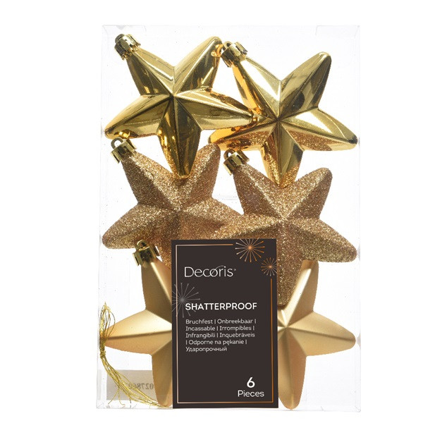 Decoris Ster kerst ornament | Decoris | 6 stuks (Goud) 027860 K151000406 - 3