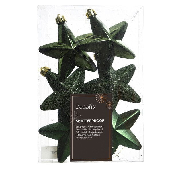 Decoris Ster kerst ornament | Decoris | 6 stuks (Groen) 27921 K151000493 - 2