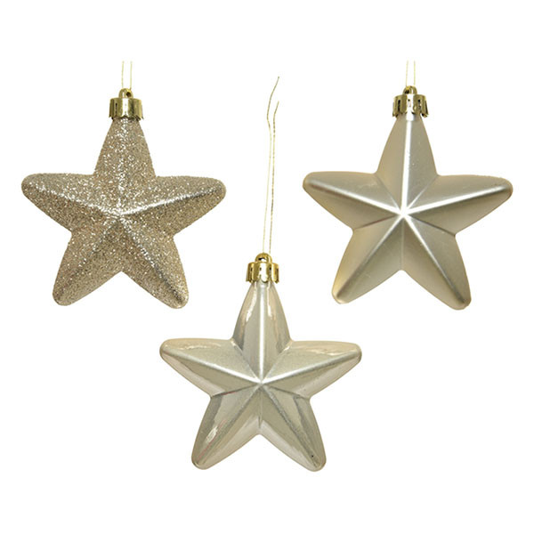 Decoris Ster kerst ornament | Decoris | 6 stuks (Parel) 27866 K151001696 - 1