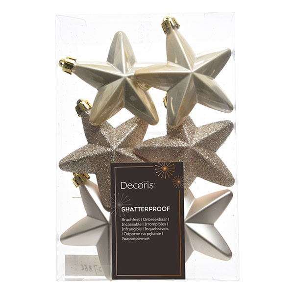 Decoris Ster kerst ornament | Decoris | 6 stuks (Parel) 27866 K151001696 - 2