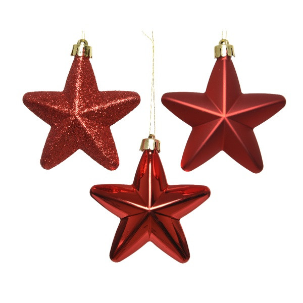 Decoris Ster kerst ornament | Decoris | 6 stuks (Rood) 027862 K151000417 - 2