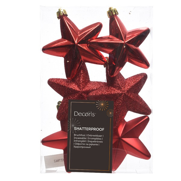 Decoris Ster kerst ornament | Decoris | 6 stuks (Rood) 027862 K151000417 - 3