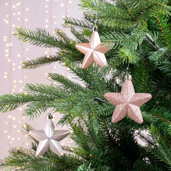 Decoris Ster kerst ornament | Decoris | 6 stuks (Roze) 027873 K151000439 - 6
