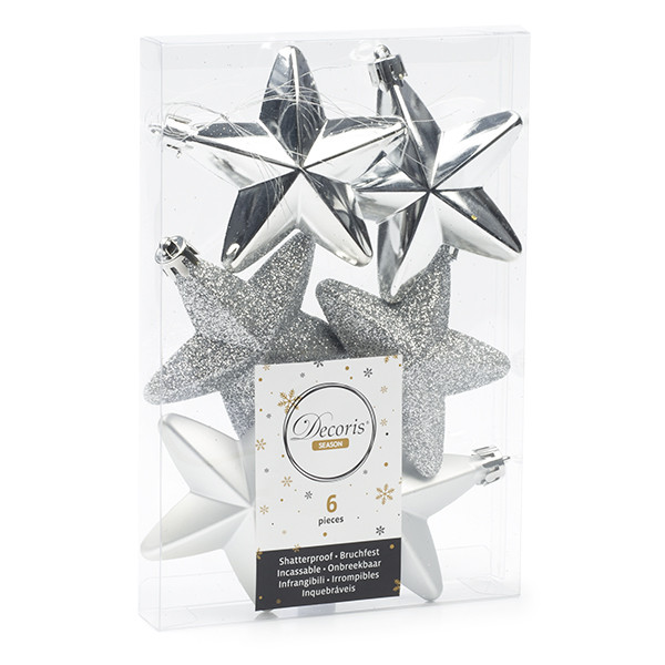 Decoris Ster kerst ornament | Decoris | 6 stuks (Zilver) 027861 K151000428 - 1