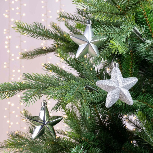 Decoris Ster kerst ornament | Decoris | 6 stuks (Zilver) 027861 K151000428 - 6