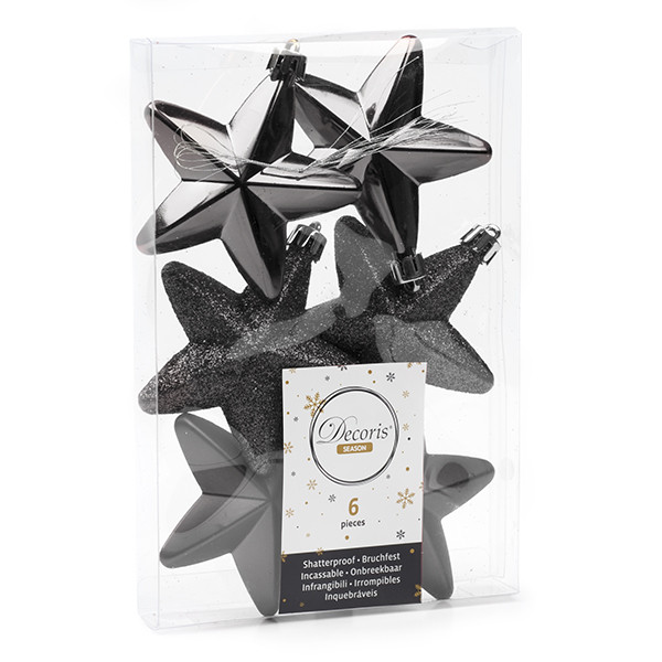 Decoris Ster kerst ornament | Decoris | 6 stuks (Zwart) 027951 K151000472 - 1