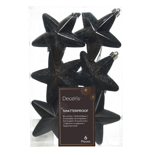 Decoris Ster kerst ornament | Decoris | 6 stuks (Zwart) 027951 K151000472 - 3
