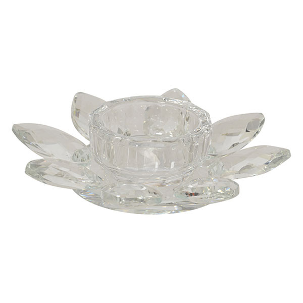 Decoris Theelichthouder | Decoris | Ø 12 x 3 cm (Glas, Lotus, Helder) 741116 K151001951 - 1