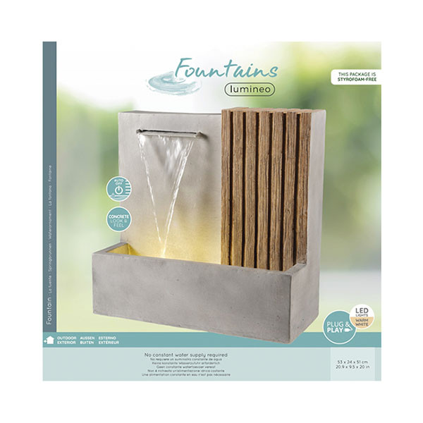 Decoris Tuinfontein | Decoris | Waterval | 24 x 53 x 51 cm (Led, Grijs) 893116 K170105819 - 2