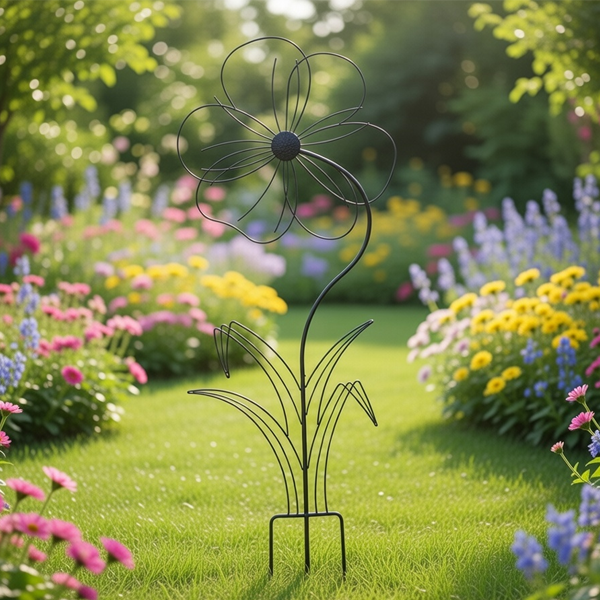 Decoris Tuinsteker bloem | Decoris | 140 cm (IJzer, Zwart) 860283 K170105742 - 2