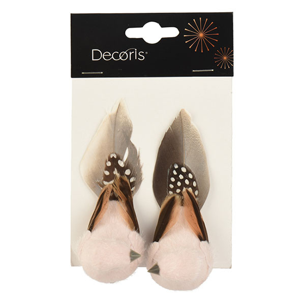 Decoris Vogel kerst ornament | Decoris | 2 stuks (Beige, Clip) 704453 K151001931 - 2
