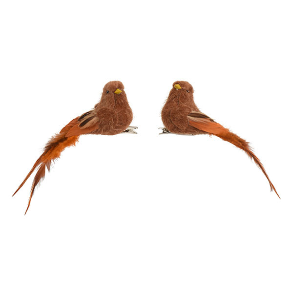 Decoris Vogel kerst ornament | Decoris | 2 stuks (Bruin, Clip) 704452 K151001930 - 1