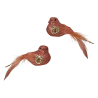 Decoris Vogel kerst ornament | Decoris | 2 stuks (Donkerroze) 704782 K151001941 - 1