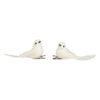 Decoris Vogel kerst ornament | Decoris | 2 stuks (Wit, Clip) 704450 K151001929 - 1