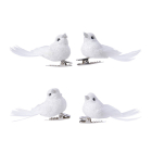 Decoris Vogel kerst ornament | Decoris | 4 stuks (Wit, Clips) 456249 K151000942 - 1