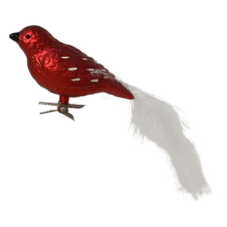 Decoris Vogel kerst ornament | Decoris (Rood, Clip) 704268 K151001927 - 1